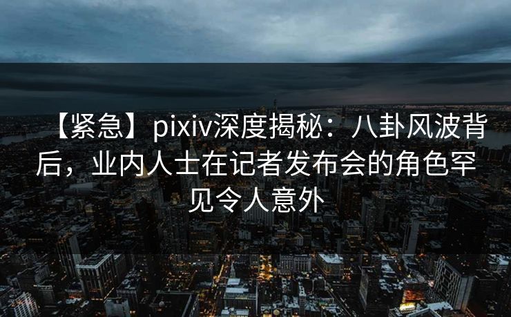 【紧急】pixiv深度揭秘：八卦风波背后，业内人士在记者发布会的角色罕见令人意外