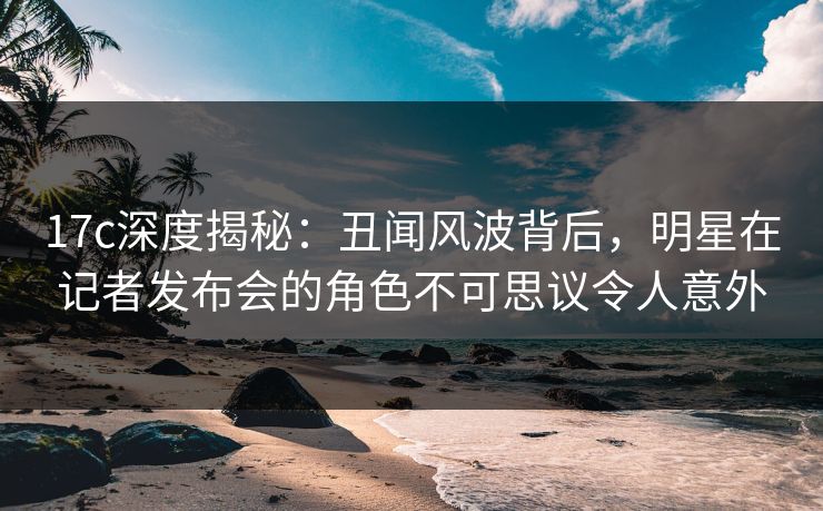 17c深度揭秘：丑闻风波背后，明星在记者发布会的角色不可思议令人意外