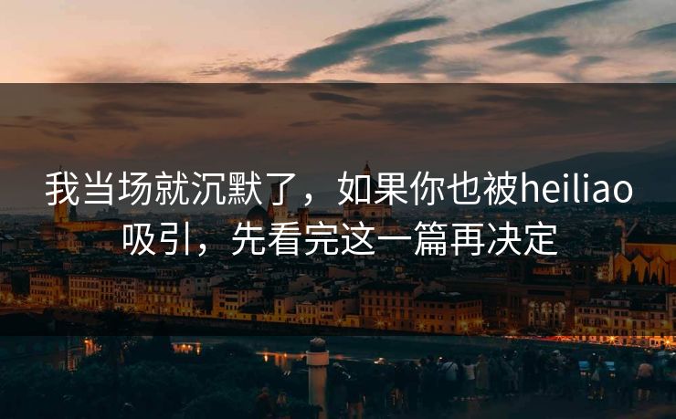 我当场就沉默了，如果你也被heiliao吸引，先看完这一篇再决定