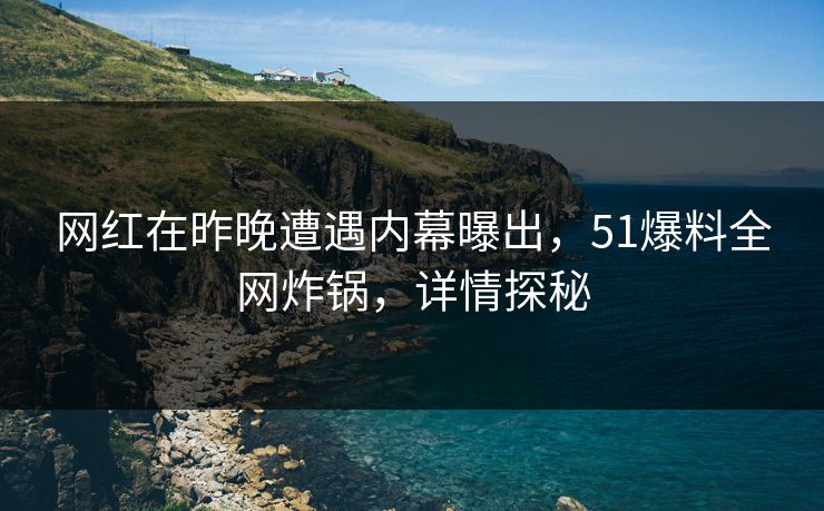 网红在昨晚遭遇内幕曝出，51爆料全网炸锅，详情探秘
